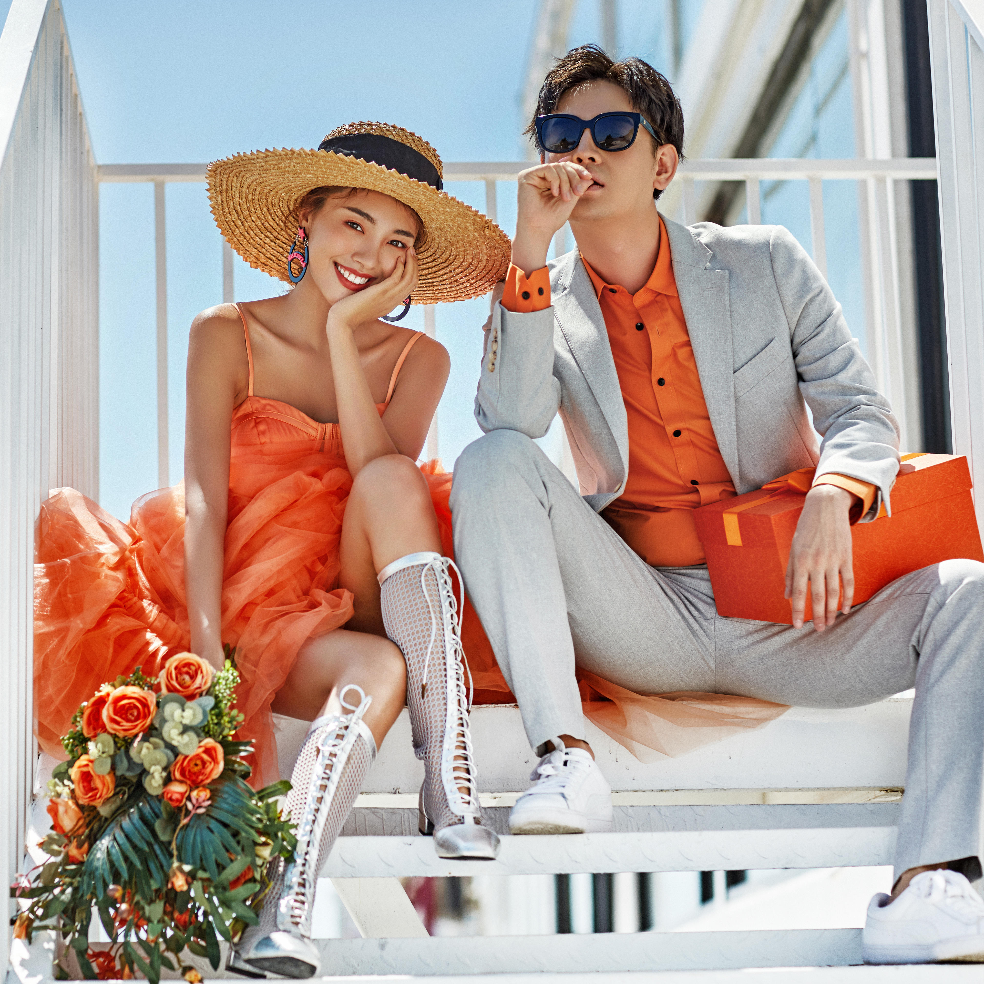 这组时尚秋橘色婚纱照❤简直太惊艳了吧！