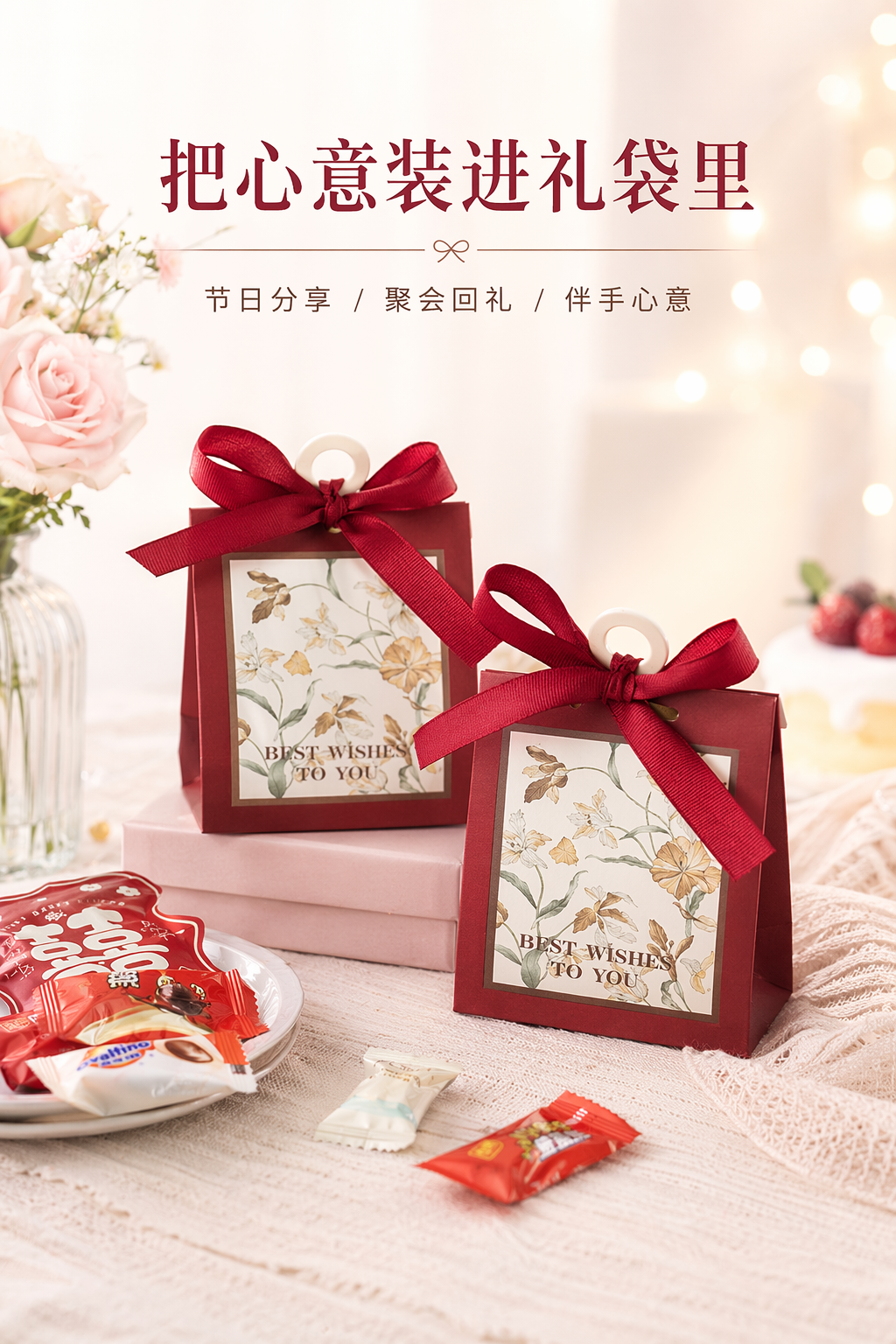 包好发货 成品喜糖套餐简约花卉 喜糖+喜糖盒【成品喜糖不支持退换】