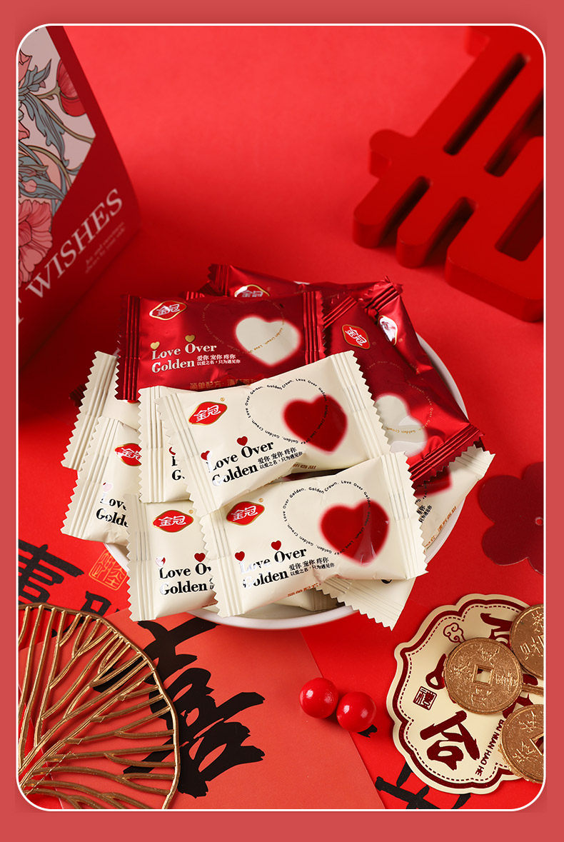 金冠枕式爱心水果味硬糖  喜糖散装