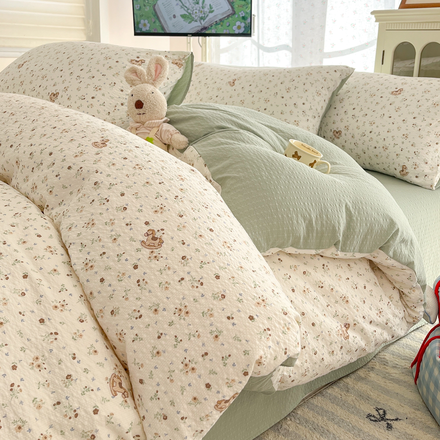 高克重泡泡紗四件套泡芙紗