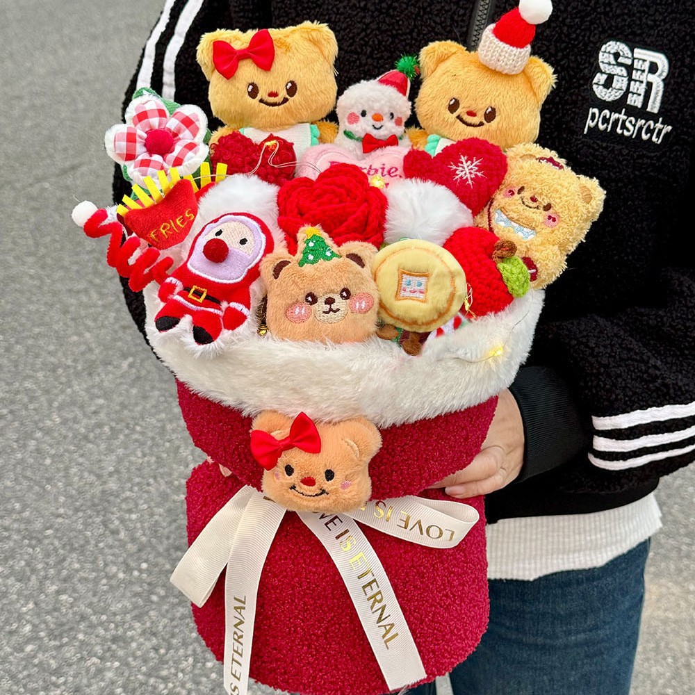 創(chuàng)意毛絨公仔花束領(lǐng)證訂婚（送燈帶+禮袋）