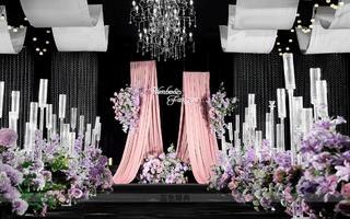粉色布幔韩式水晶婚礼