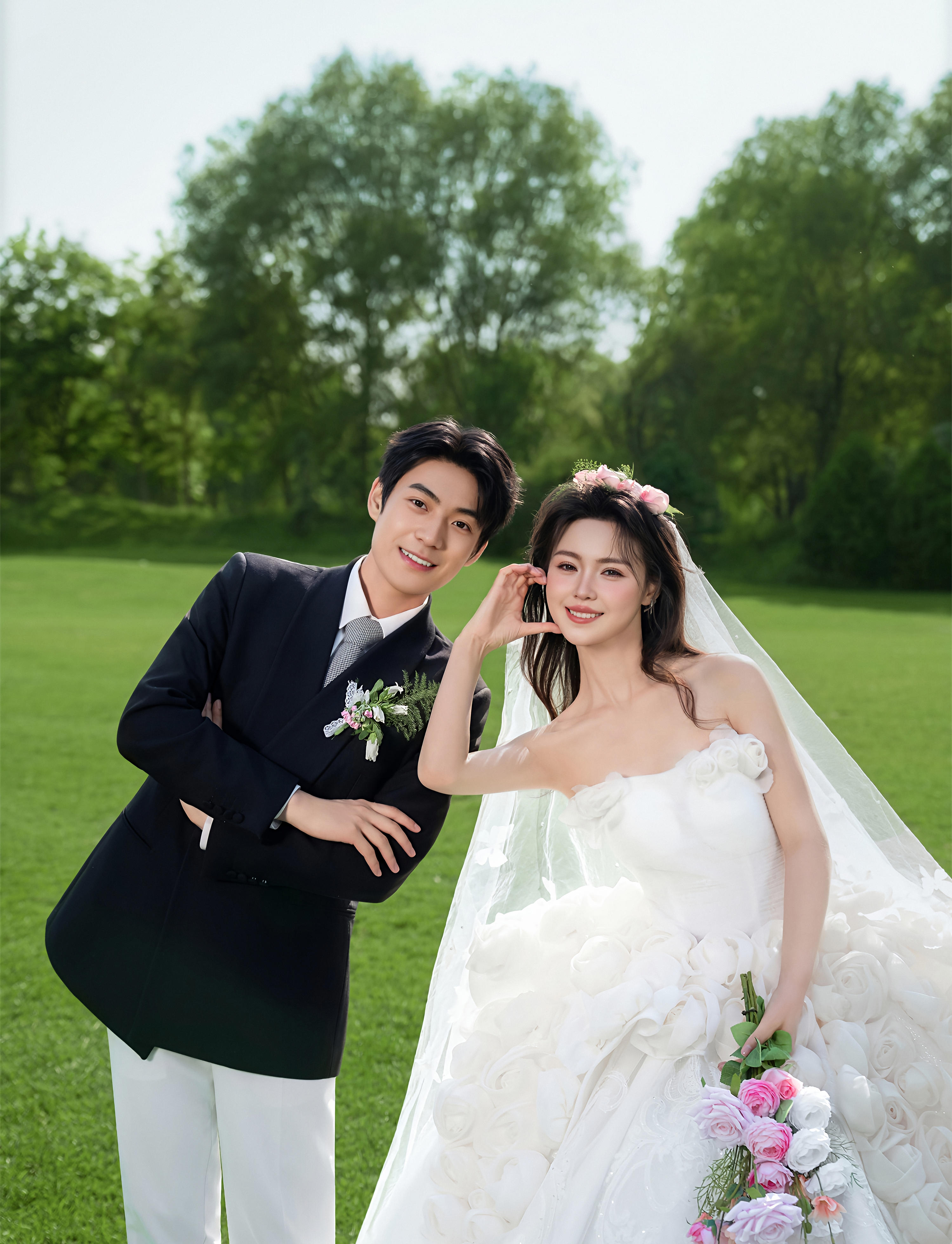 闭眼入的简约韩式草坪森系婚纱照🌿超有仪式感！