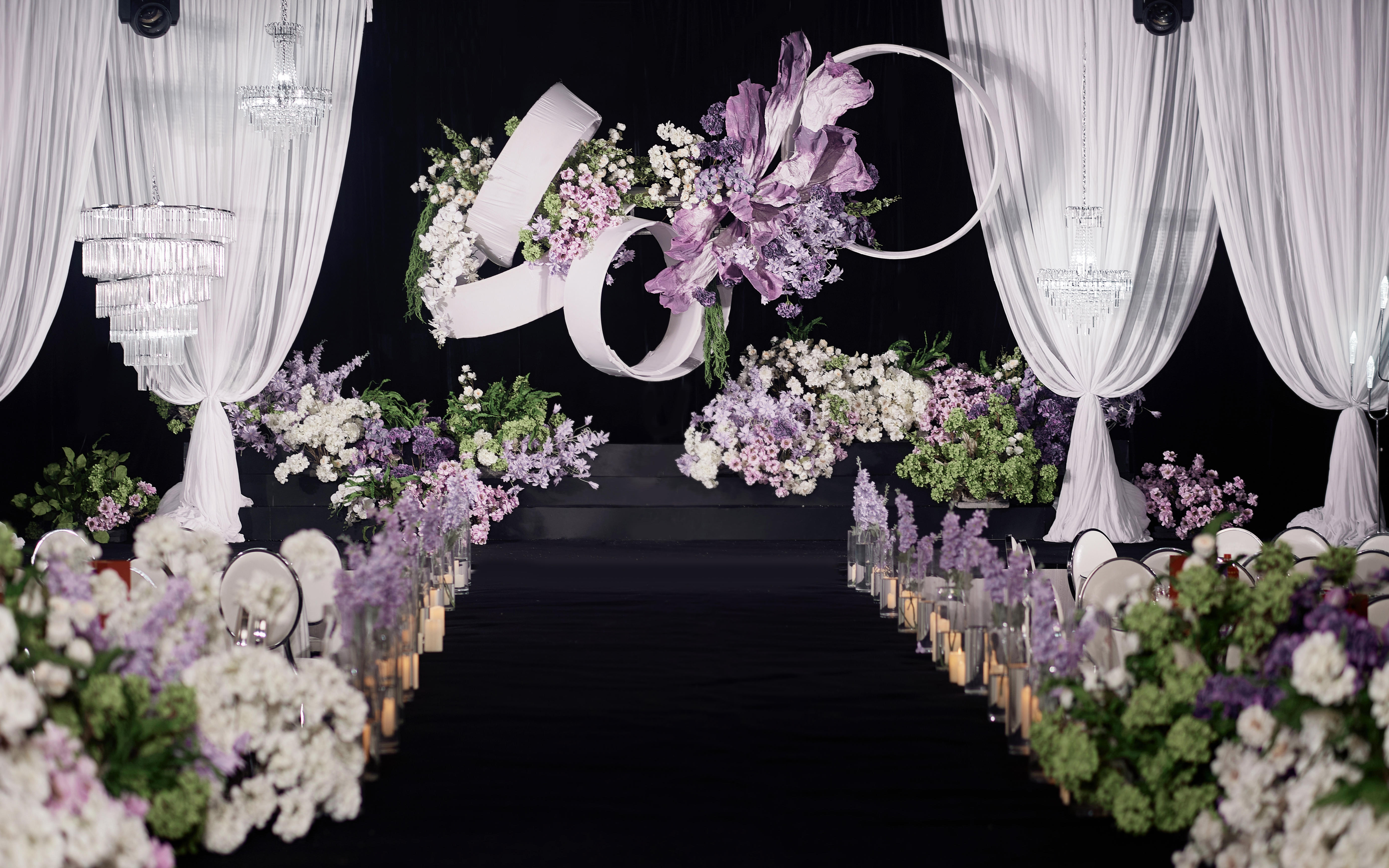 白紫色布嫚韩式婚礼