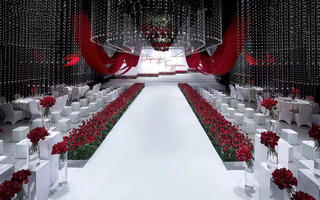 世纪婚礼—含四大人员—水晶白色复古红全场红玫瑰