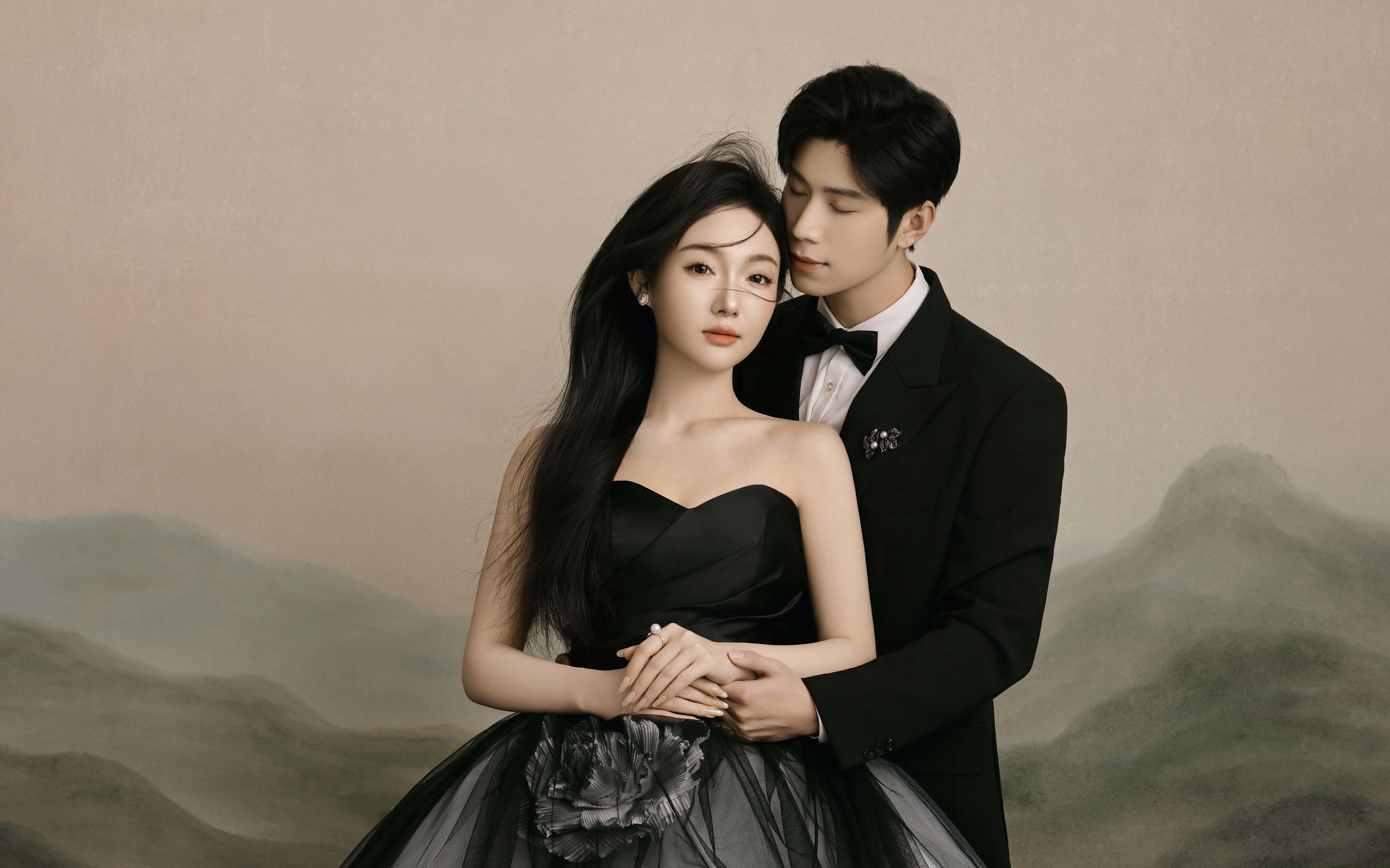 甜酷少女的黑纱油画婚纱照也太绝了‼️