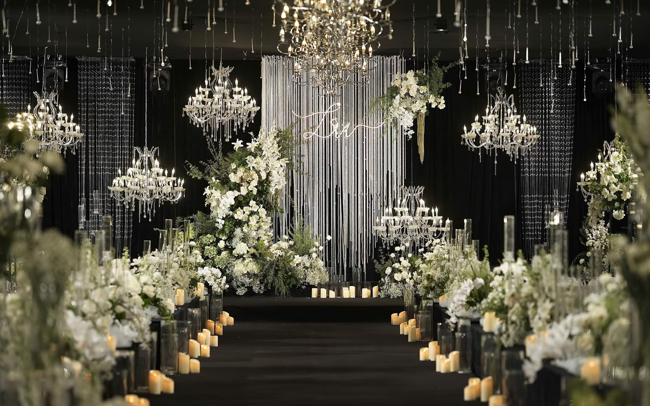 韩式白绿色水晶珠帘婚礼