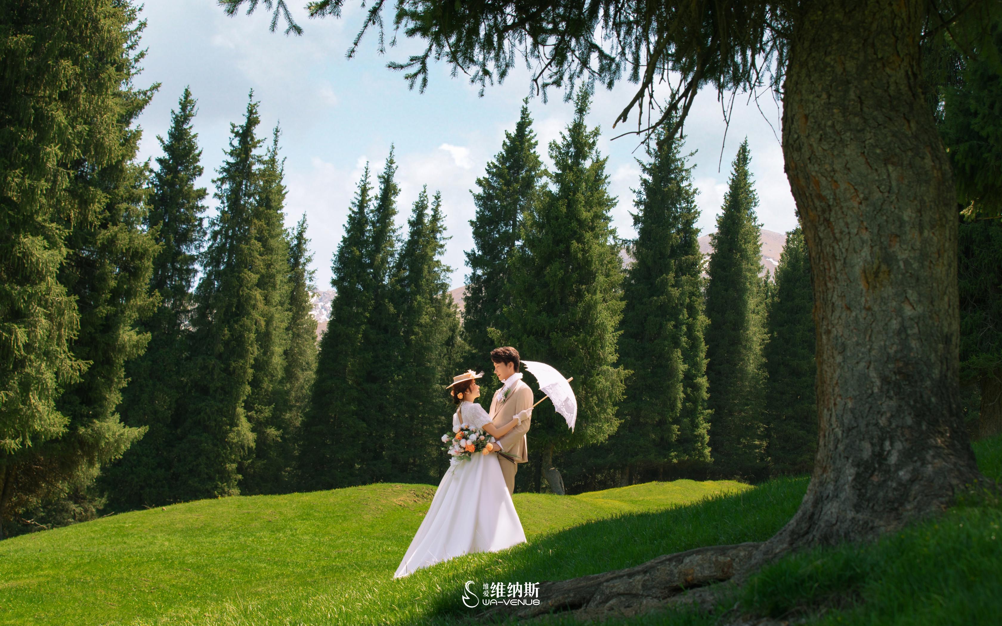 當森系草坪遇上法式婚紗???像極了電影截圖