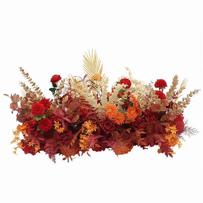 新款婚庆大款地排花仿真绢花成品装饰尤加利花排