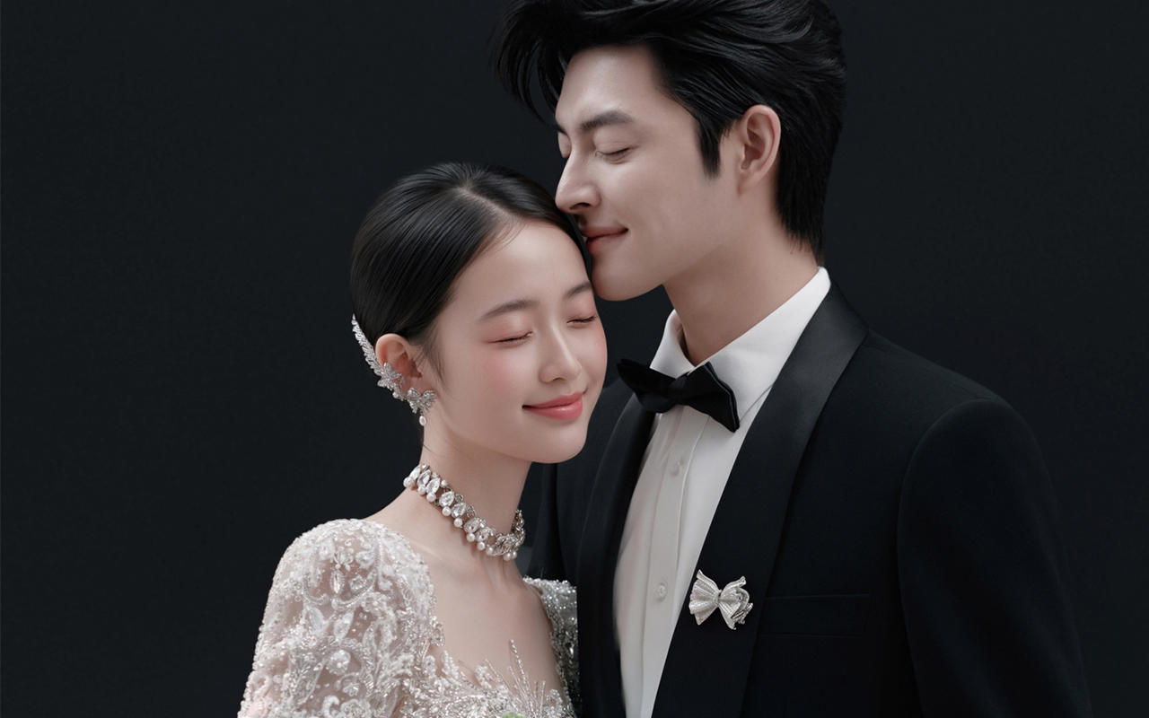 不愧是我一眼相中的黑底婚纱照，太哇塞了！