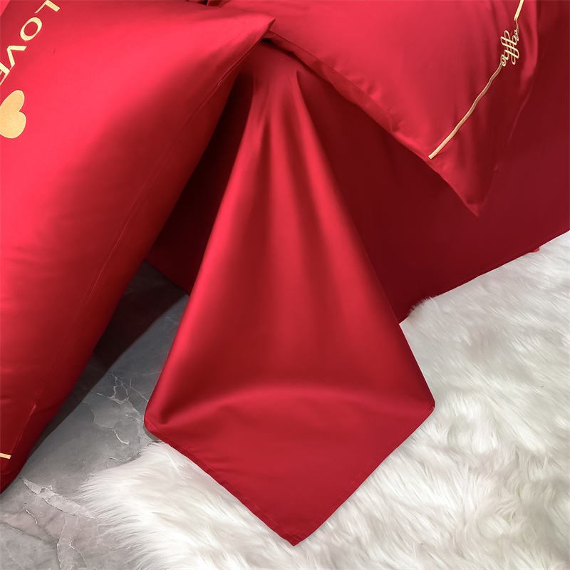 新款水洗磨毛刺繡四件套婚慶系列959611（床單+被套+2個(gè)枕套））