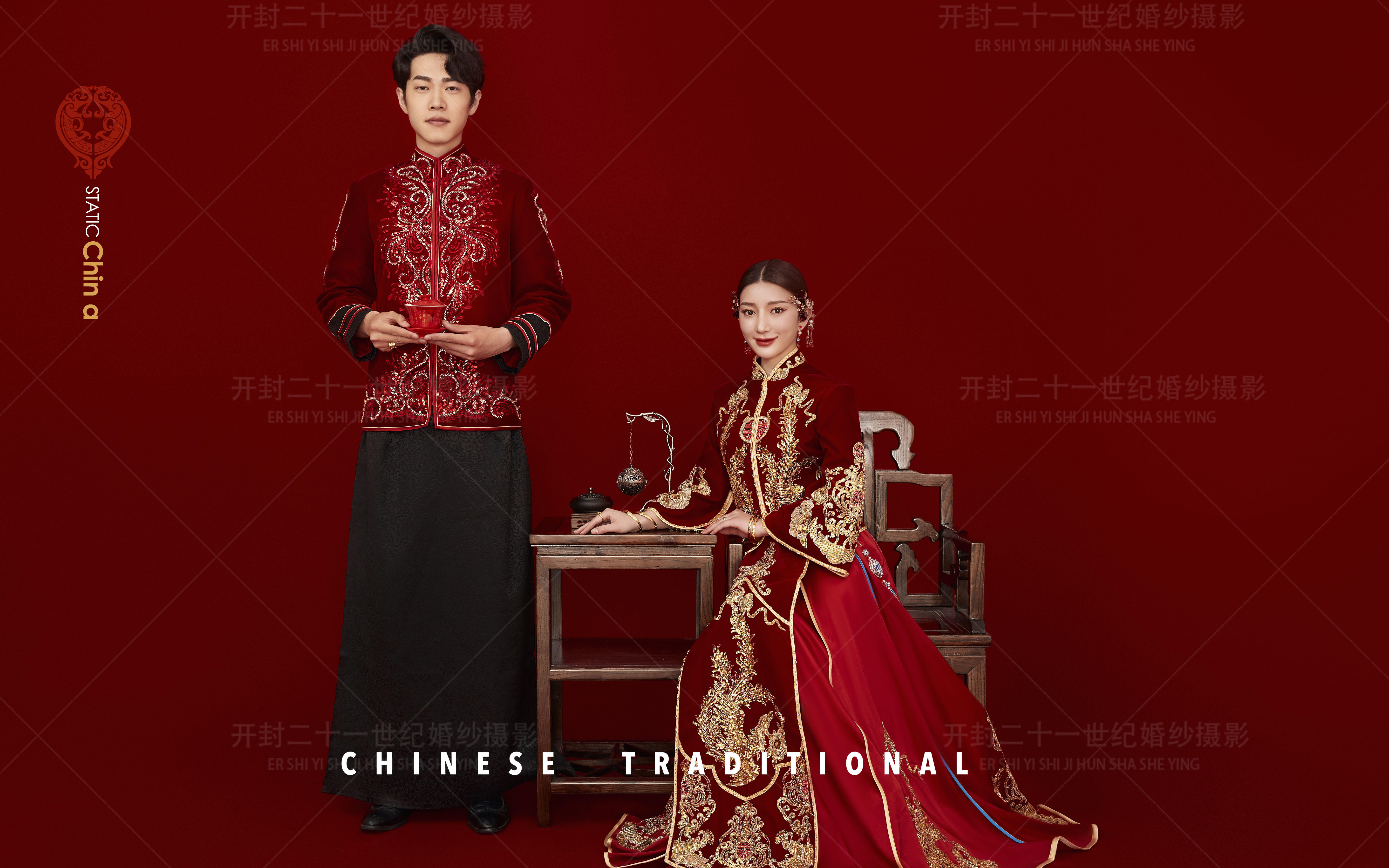 经典红丝绒秀禾婚纱照---创作团队出片