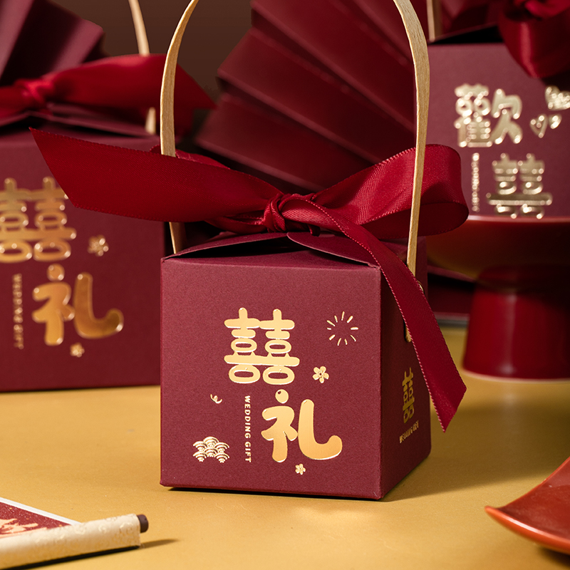 50个新中式手提喜糖方盒