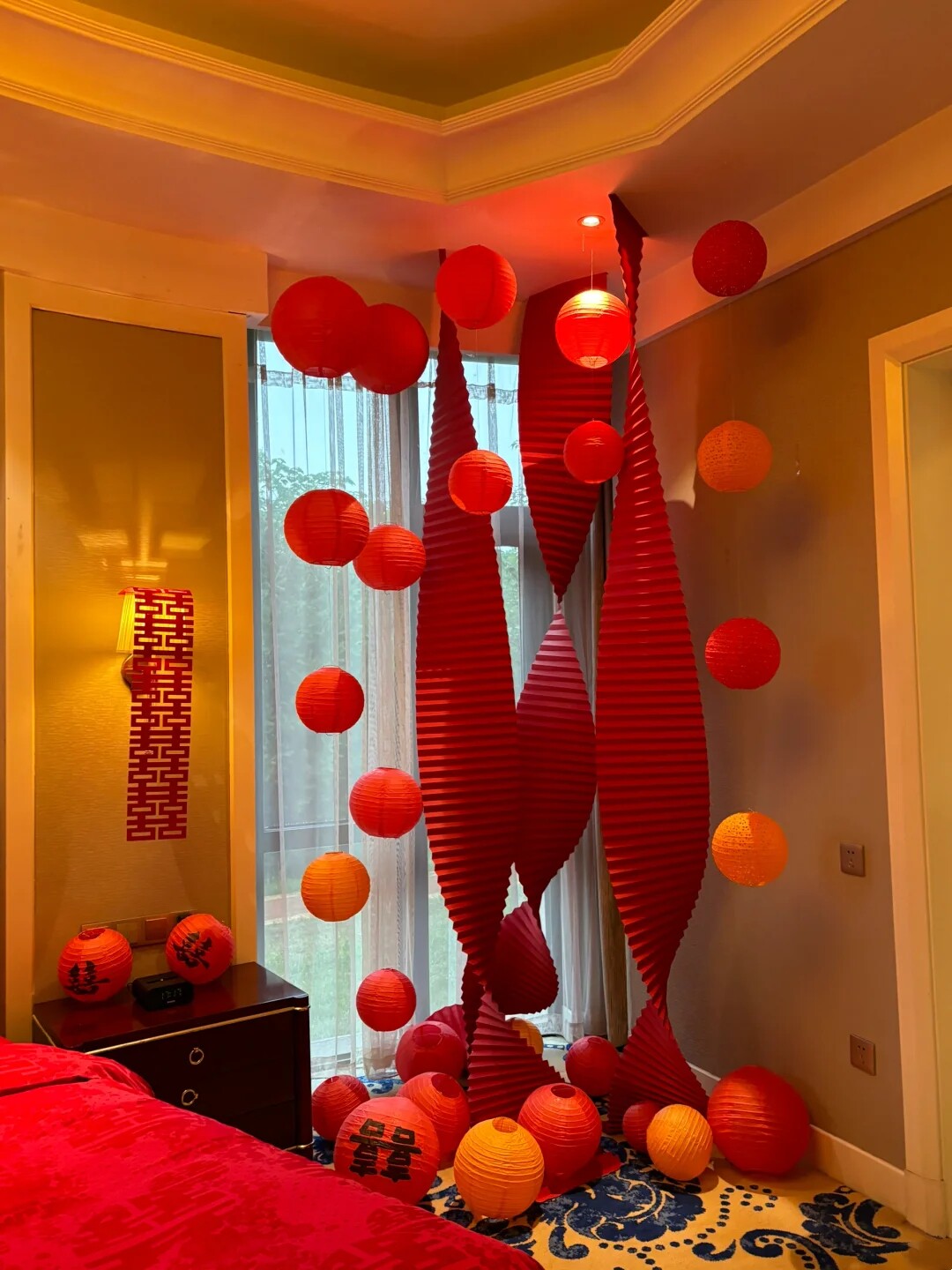 婚礼迎宾板布置 酒店居家装饰  男女方新房卧室中式订婚宴