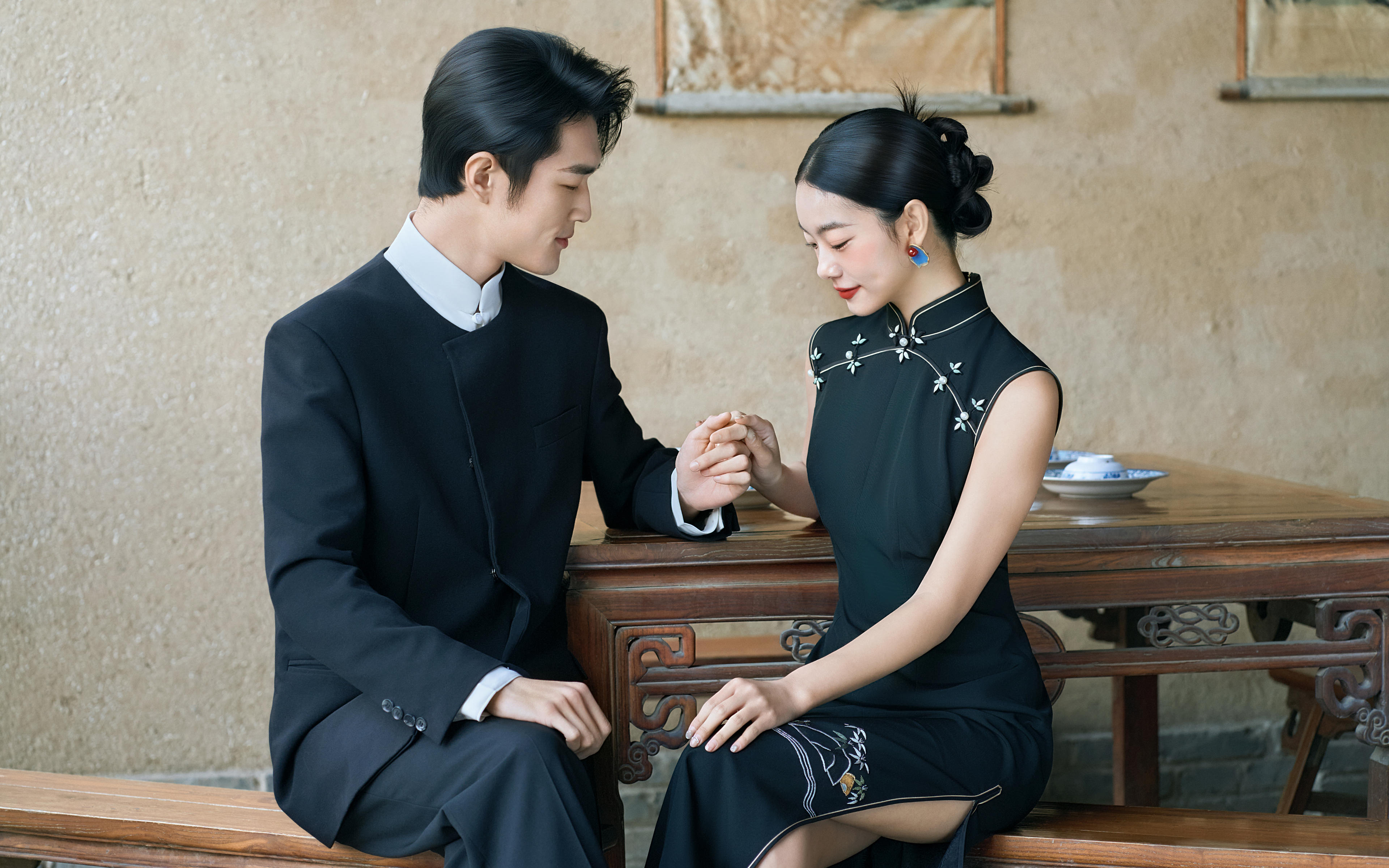 清冷感黑色旗袍婚纱照~东方美学YYDS