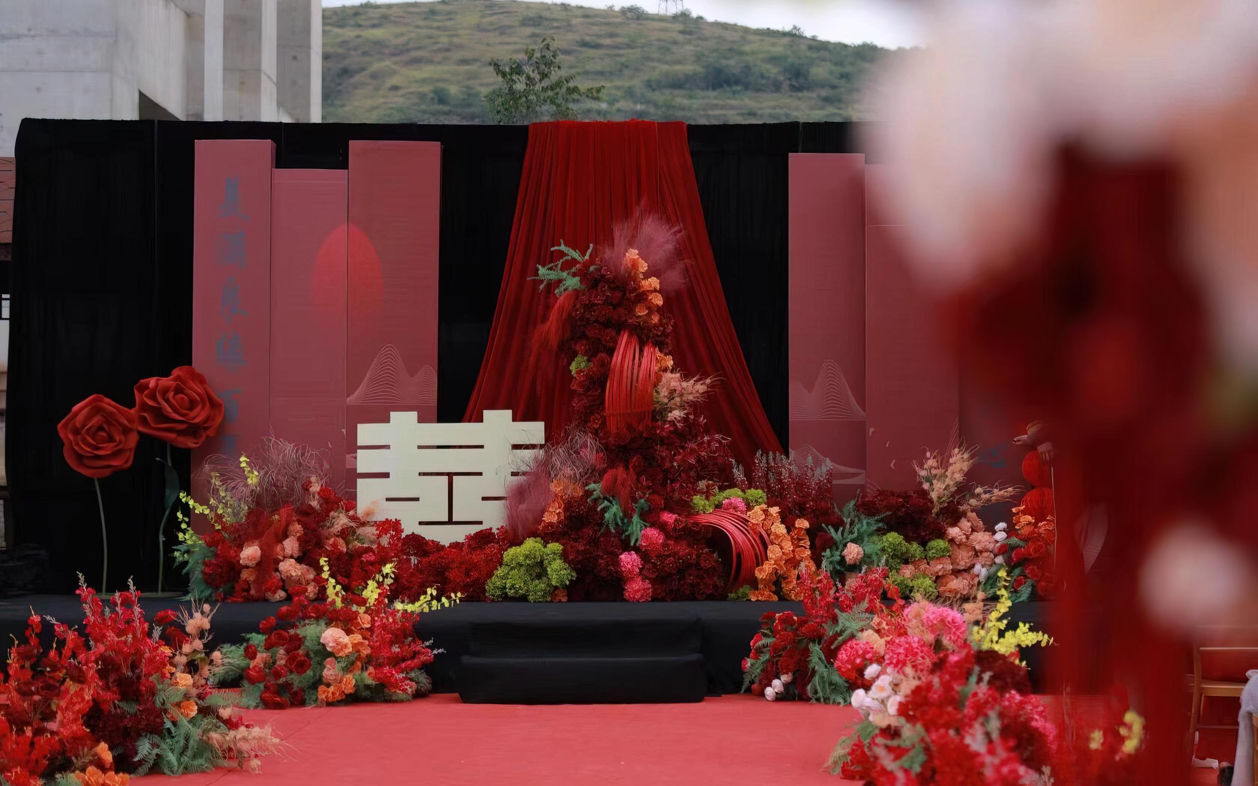 [景星门]红色系户外韩式布幔婚礼