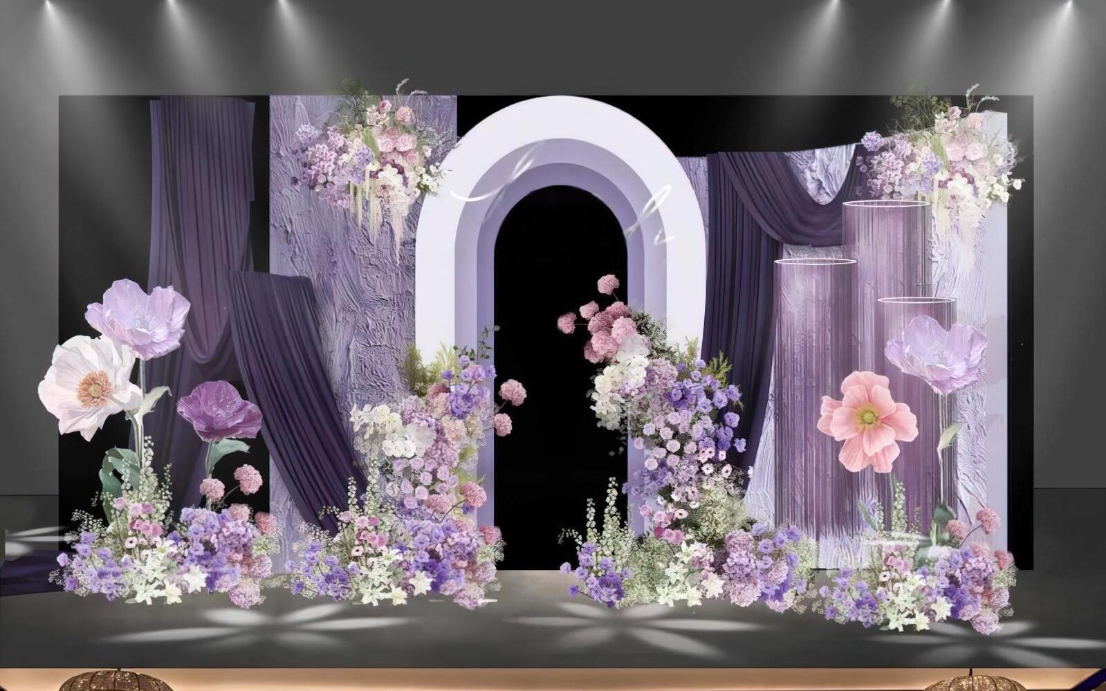 7888小预算全场紫色婚礼布置