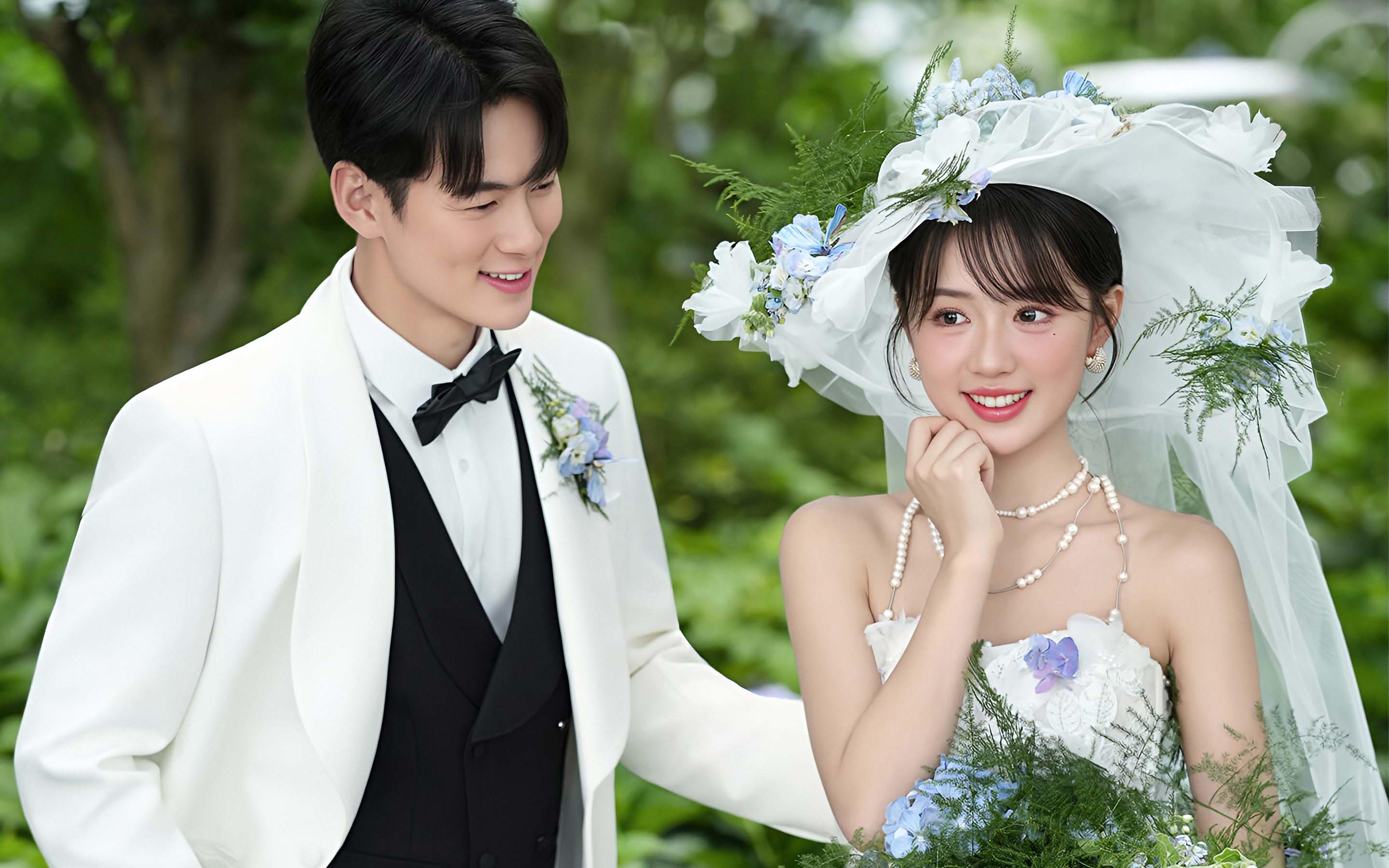 森系婚纱照 在绣球花海里写浪漫的诗