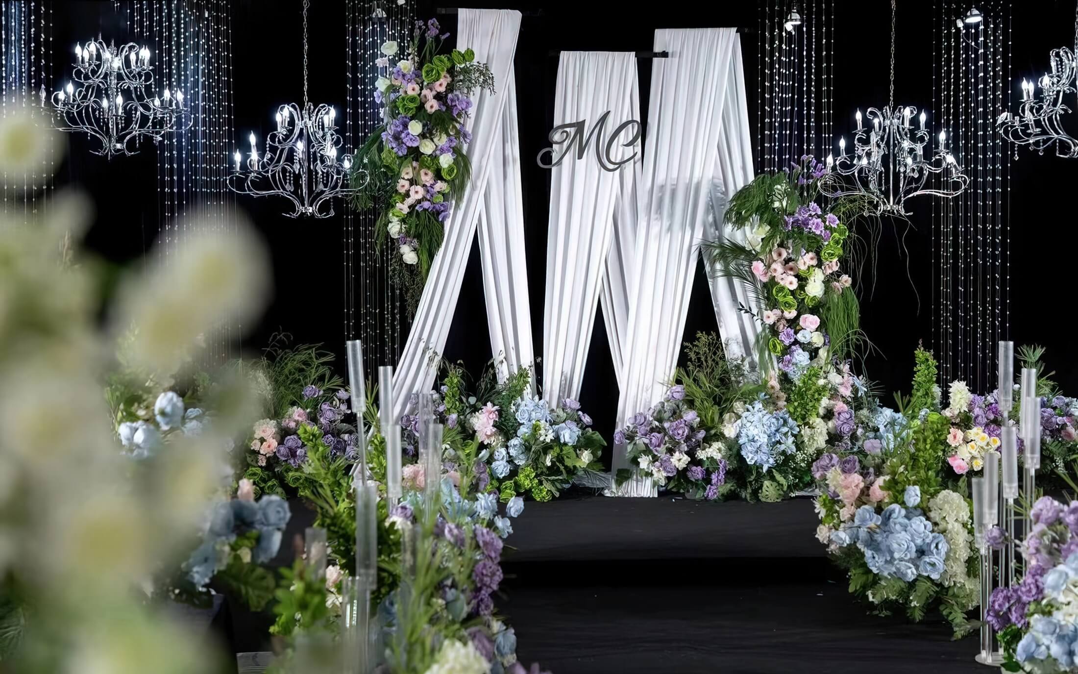 白绿水晶超好看无吊顶韩式婚礼