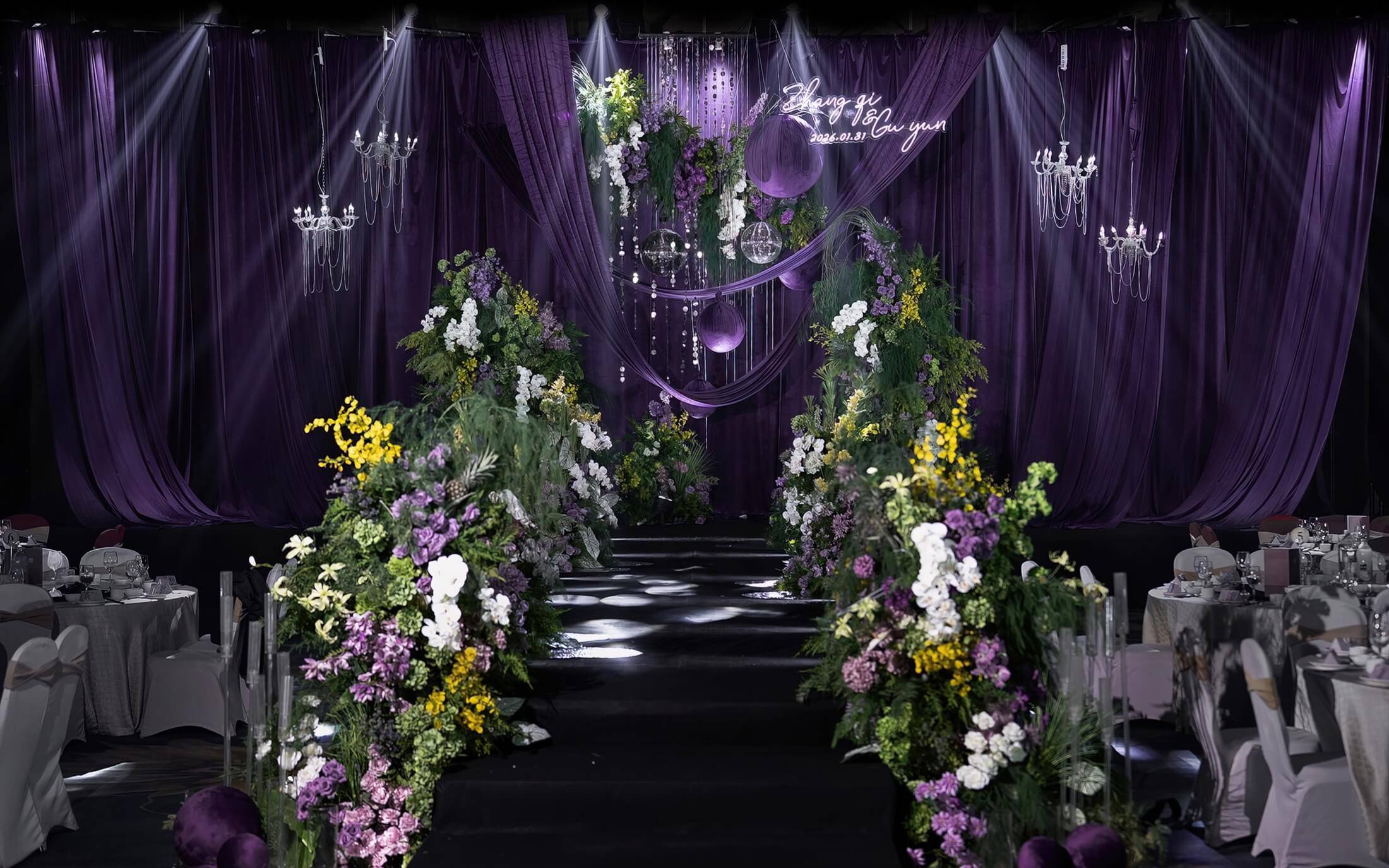 紫色布幔神秘梦幻韩系婚礼