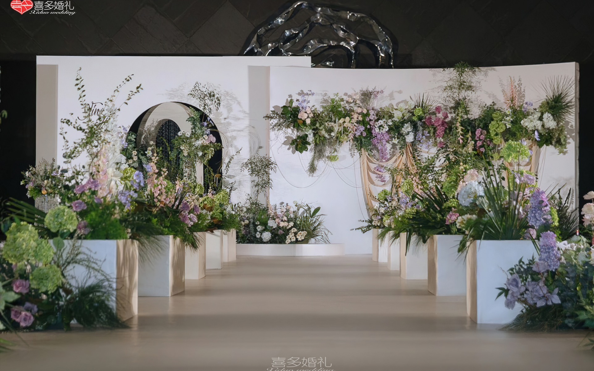 【喜多婚礼】疯狂心动韩式婚礼粉紫色金鸿二楼山水厅