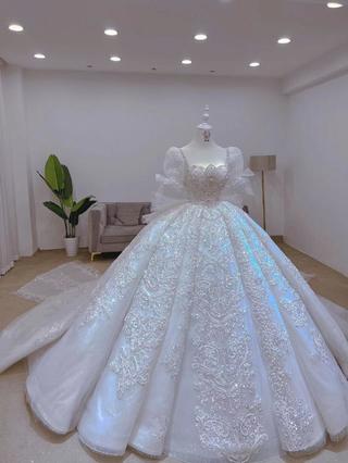 蜜糖婚纱丨法式方领公主款主纱