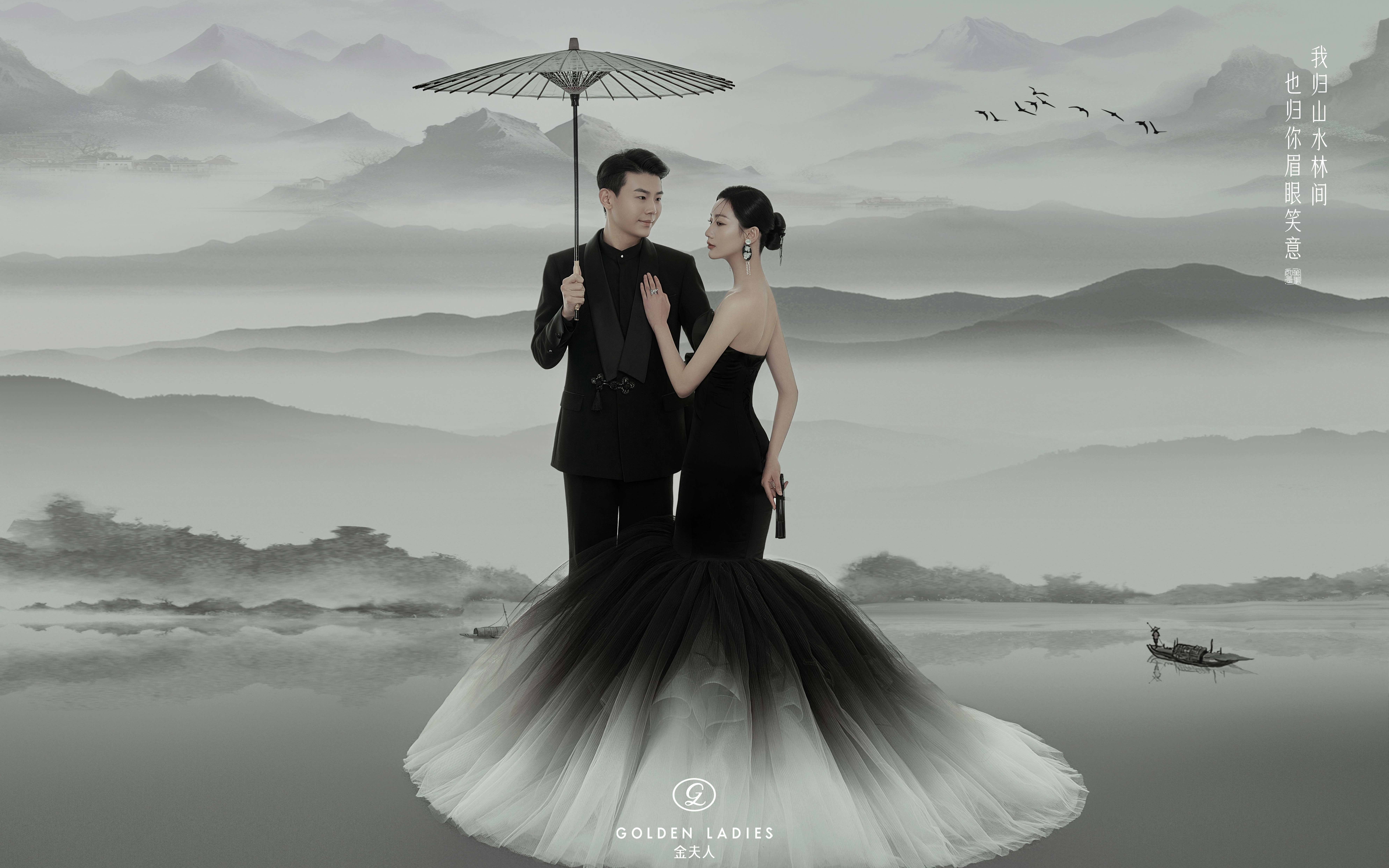 高级到失语✨黑纱新中式婚纱照