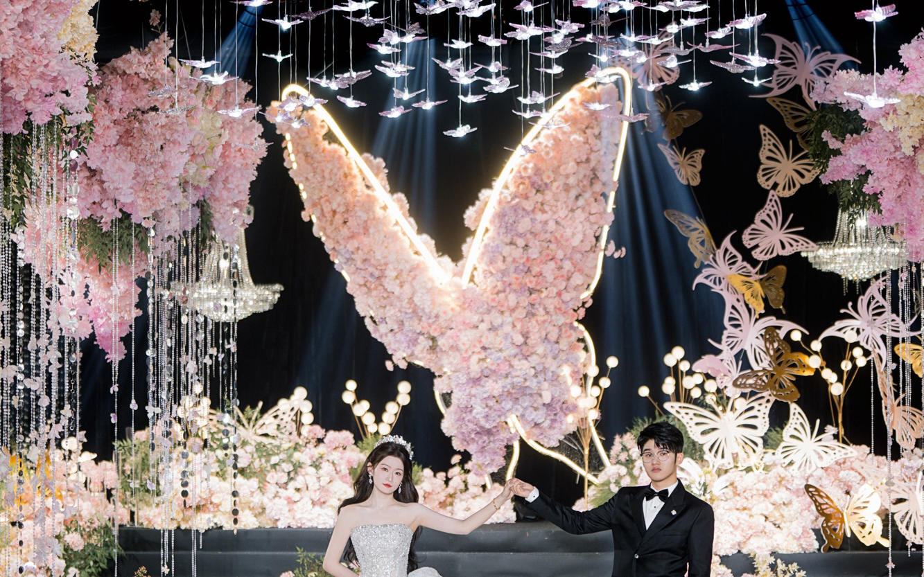 BONNIE | 梦幻粉色花海蝴蝶韩式氛围感婚礼