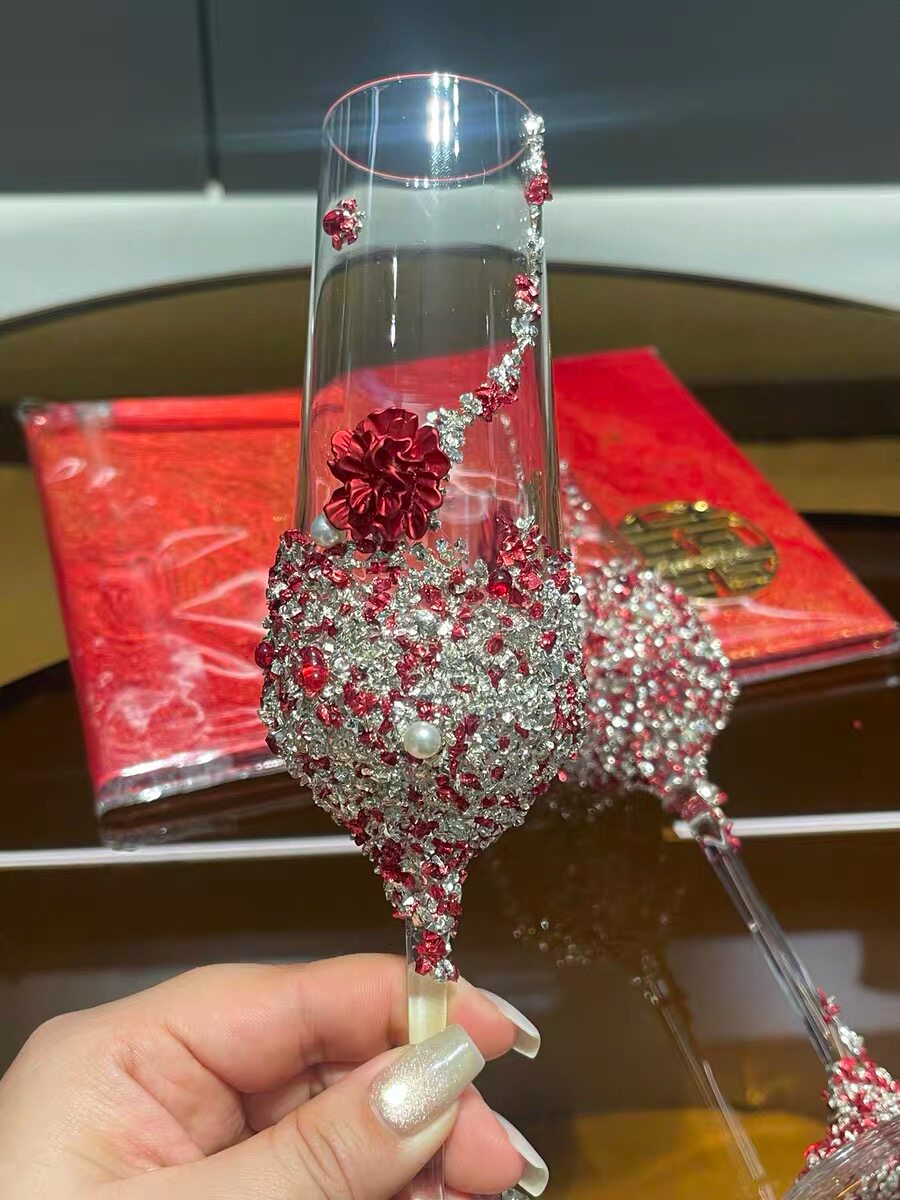 敬酒杯diy一对婚礼礼盒结婚材料包高级感香槟杯新娘婚庆订婚礼物