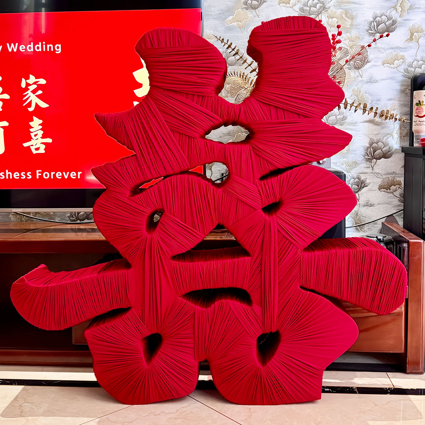 超大缠布立体囍字结婚装饰 拍照道具落地囍字