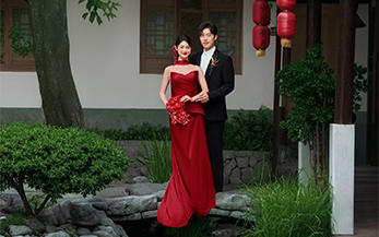新中式紅裙婚紗照｜江南意韻