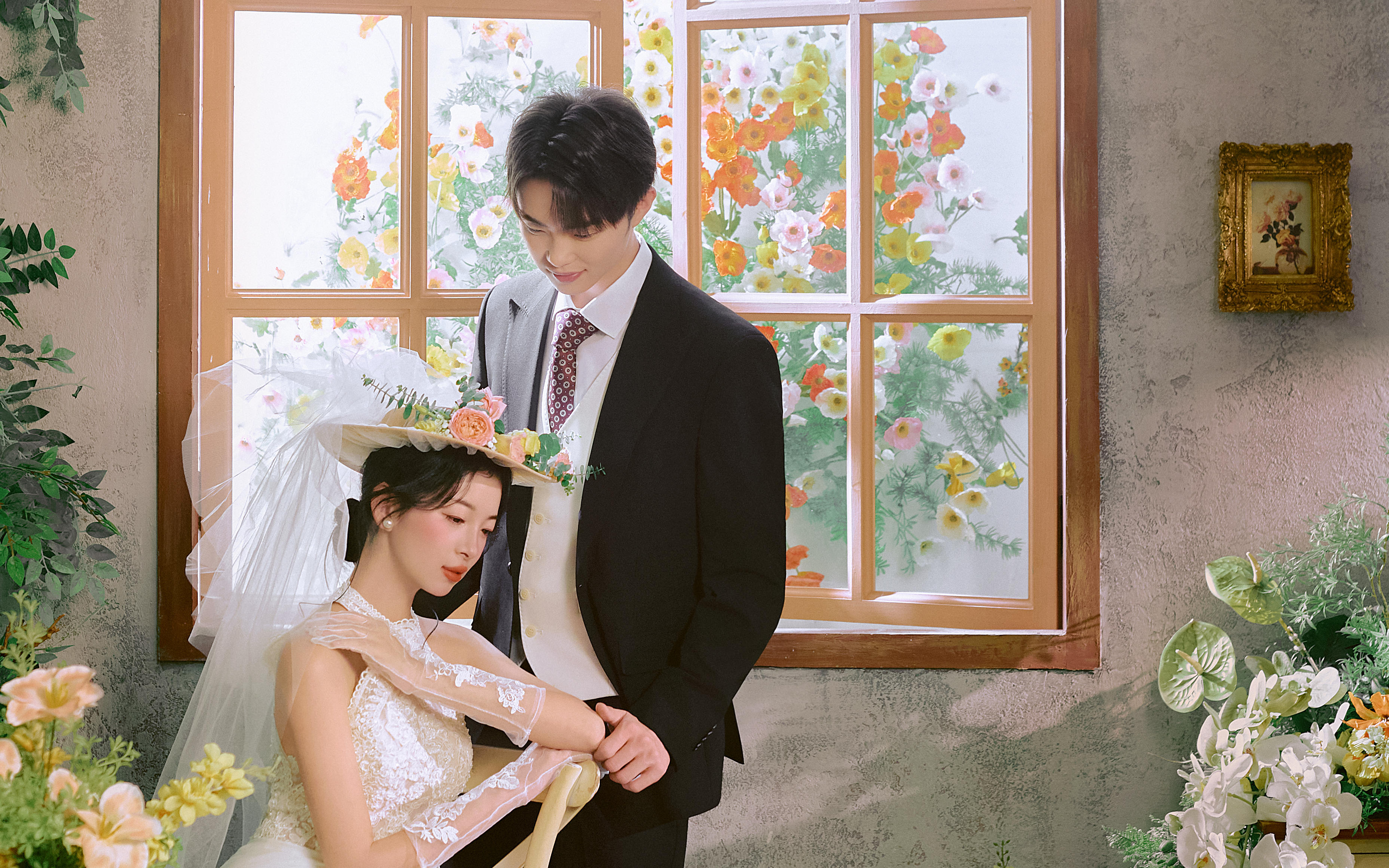室内法式花房婚纱照