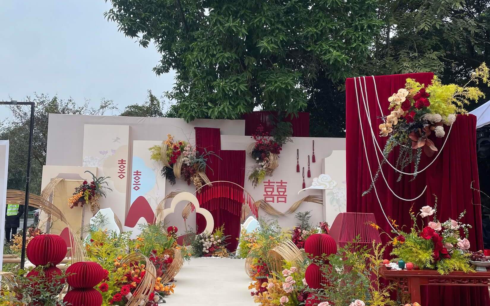 庭院香槟红新中式婚礼
