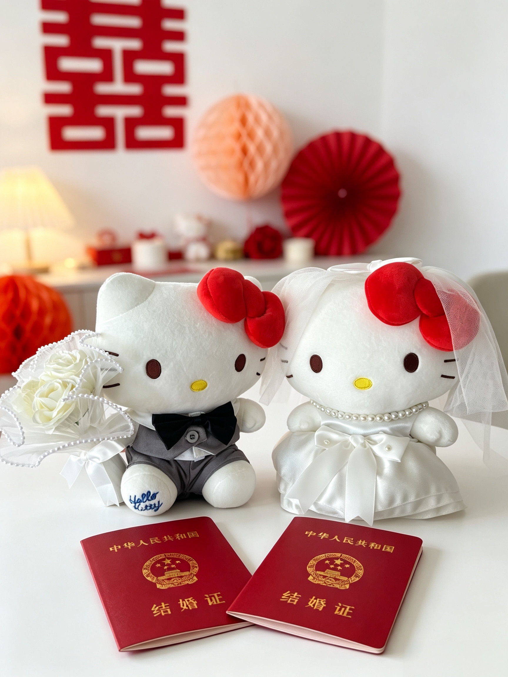 HelloKitty 结婚压床娃娃一对陪嫁抱枕公仔