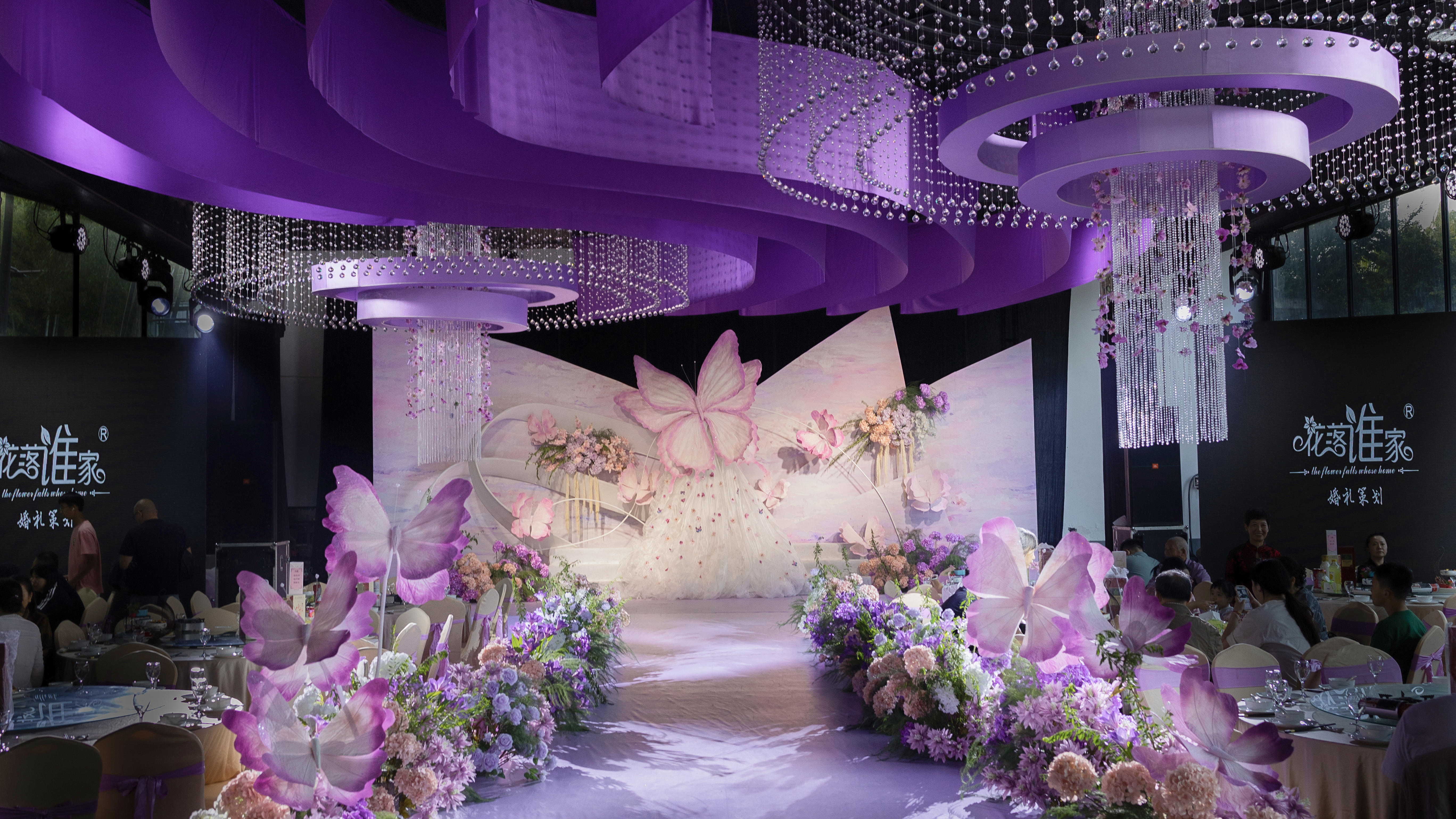 德清花落谁家婚礼：粉紫色梦幻婚礼