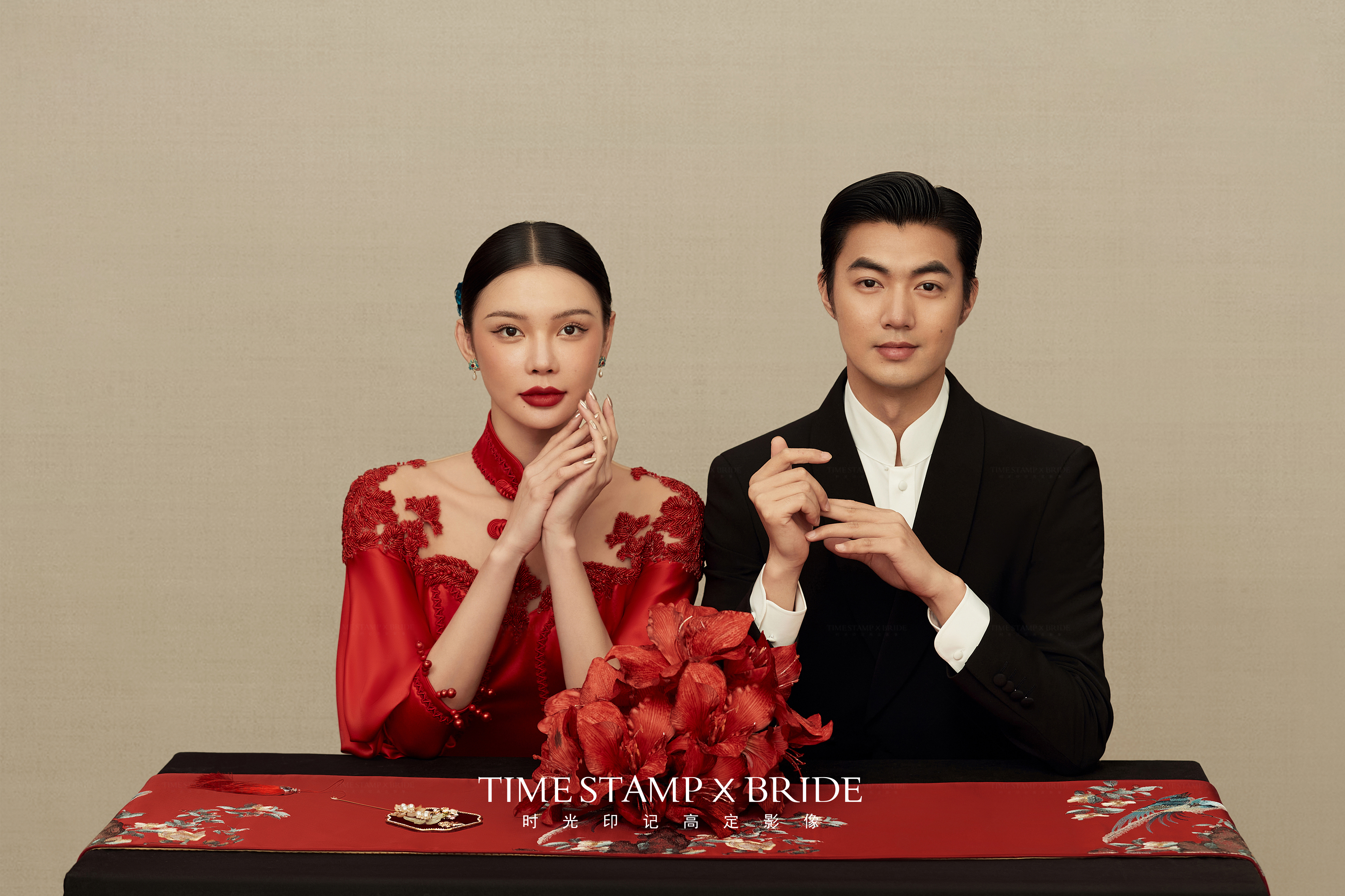 新中式喜嫁婚纱照红色旗袍 永不过时的主流！