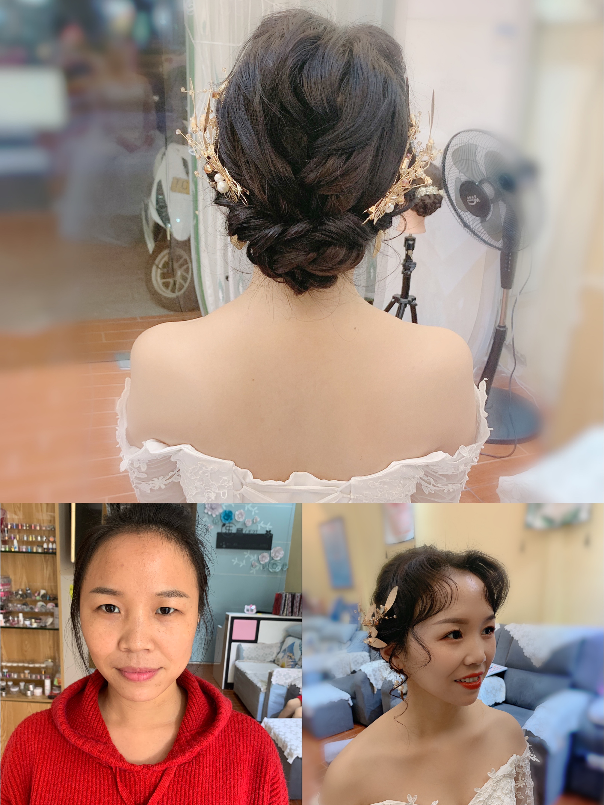 新娘妆前妆后，素人改造