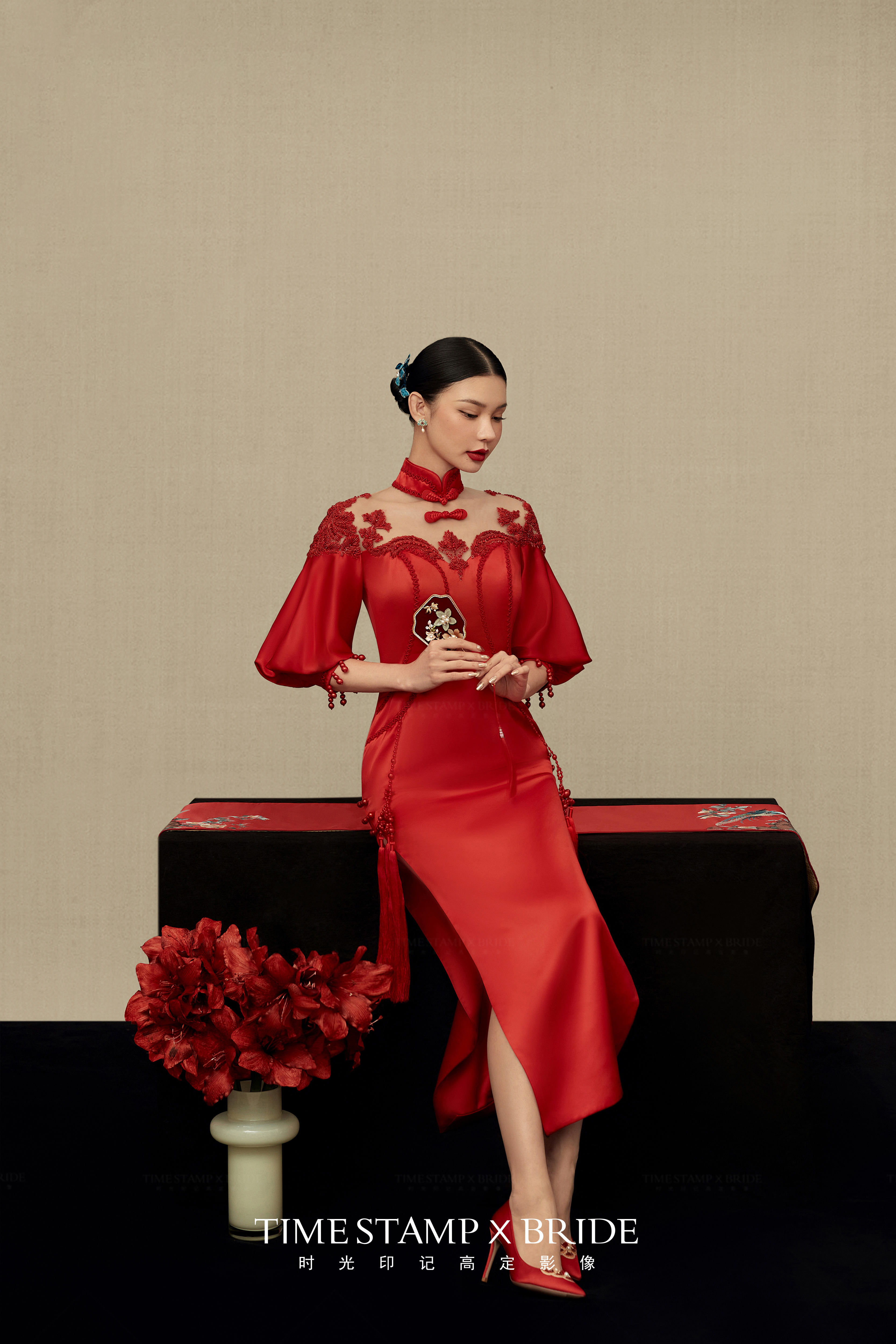 新中式喜嫁婚纱照红色旗袍 永不过时的主流！