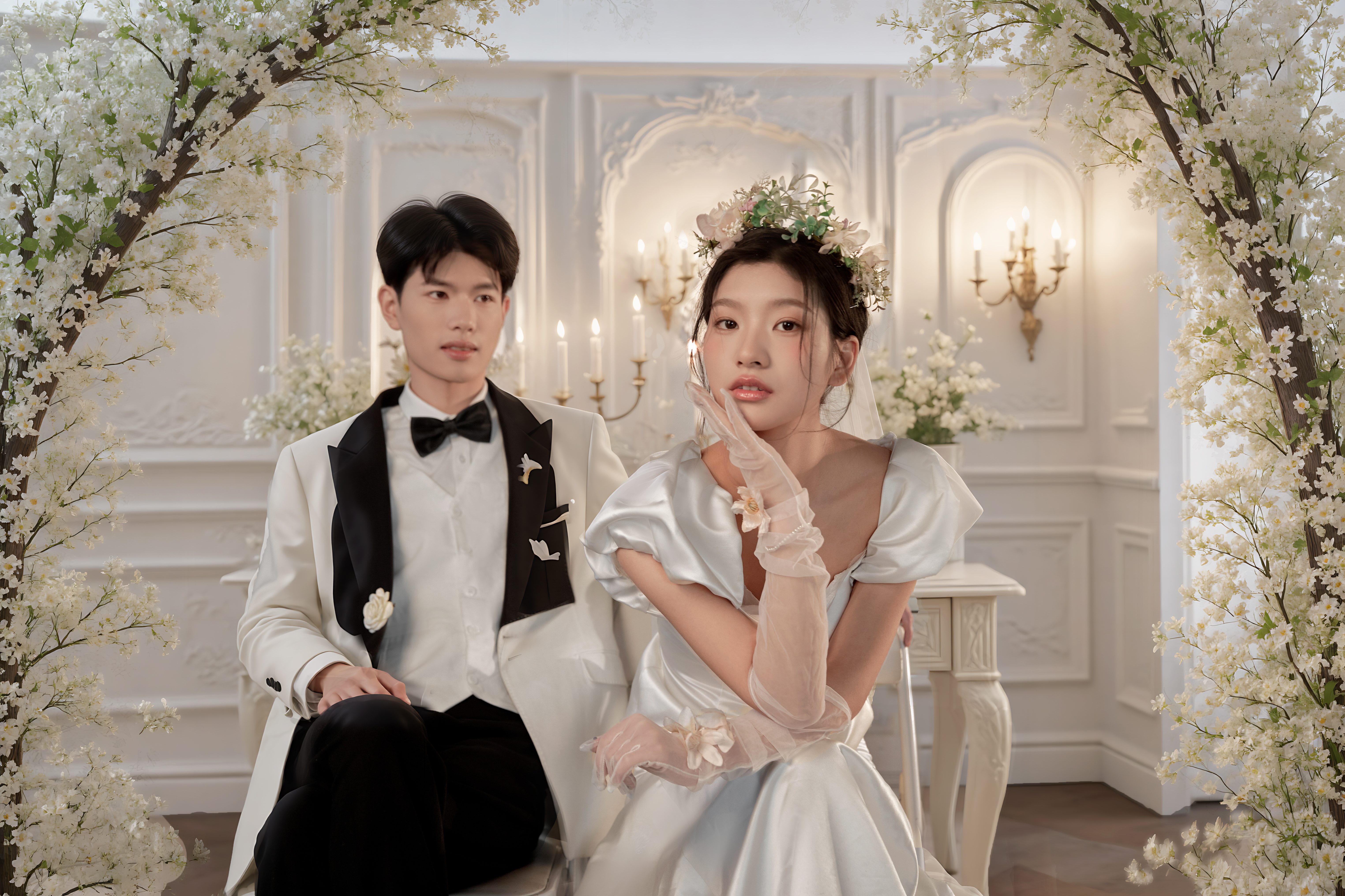 2套內(nèi)景+1套外景婚紗照+30張精修