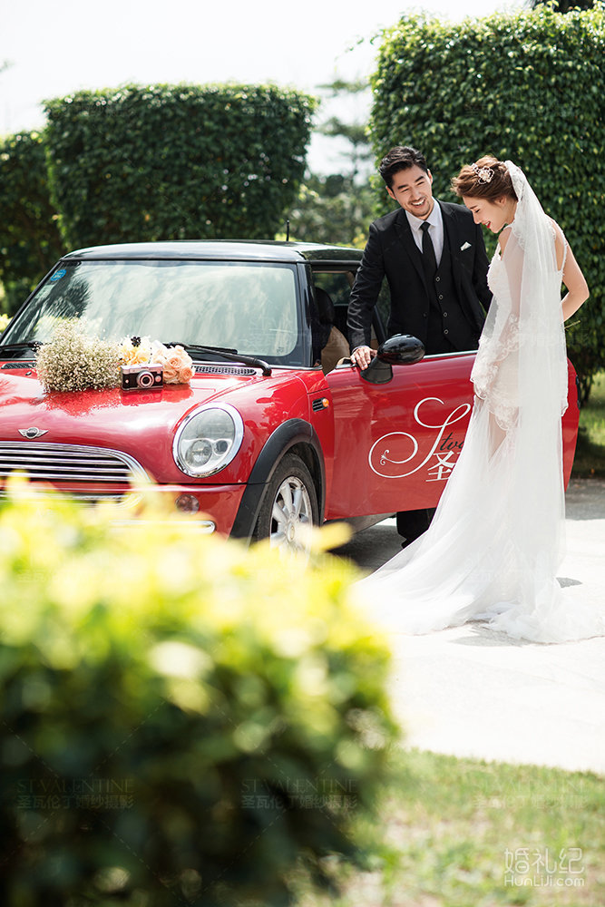 mini cooper,婚礼摄影,婚礼纪 hunliji.com