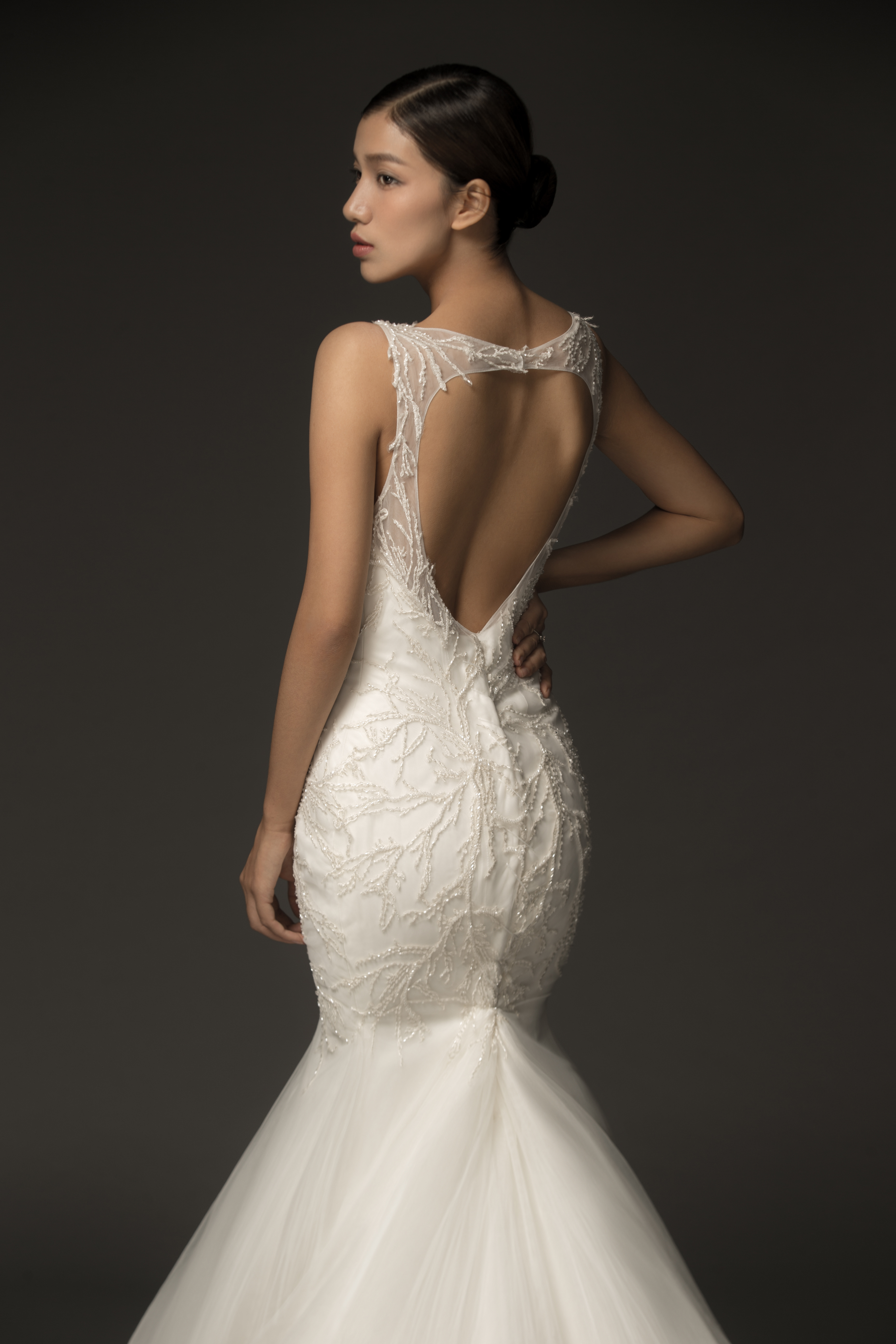 gladdonbridal树叶钉珠露背鱼尾 -婚纱礼服【婚礼纪】