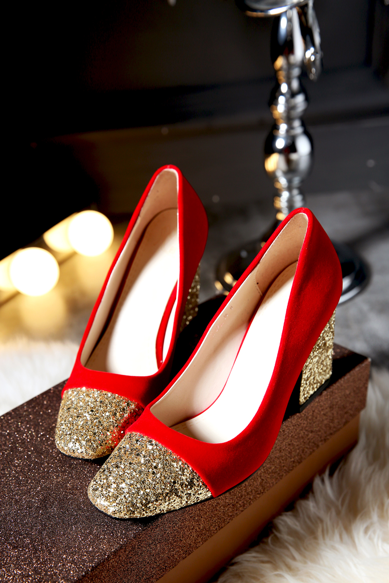 夏秋款婚鞋女红色中跟鞋方跟单鞋中式结婚鞋子新娘鞋红鞋婚