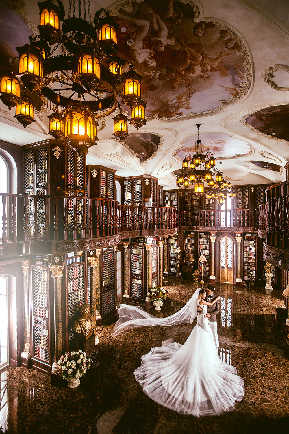 玛莎lili高端婚纱摄影工作室案例 -大气欧式书房婚照【婚礼纪】