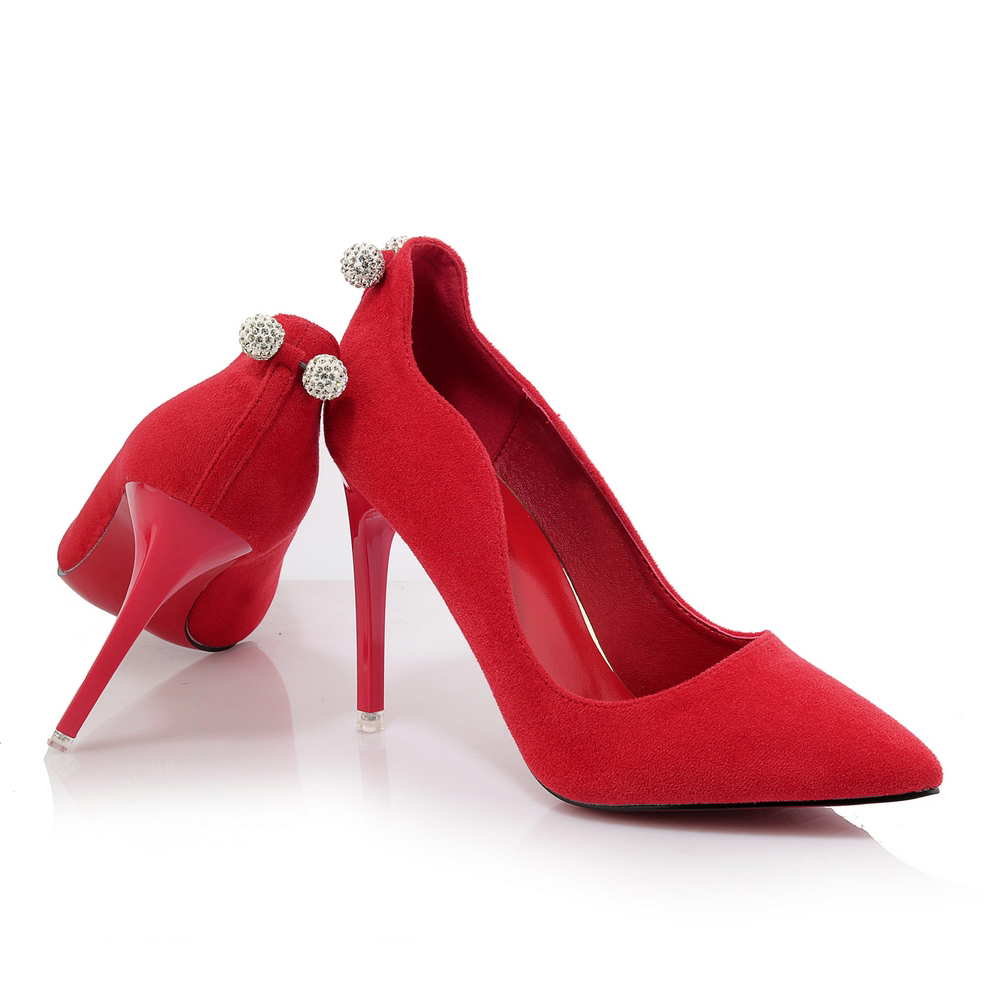 春季新款水钻红色婚鞋尖头花瓣鞋女中式婚鞋敬酒鞋宴会鞋女伴娘鞋