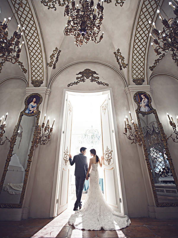 法式古堡婚纱照_法式结婚照古堡