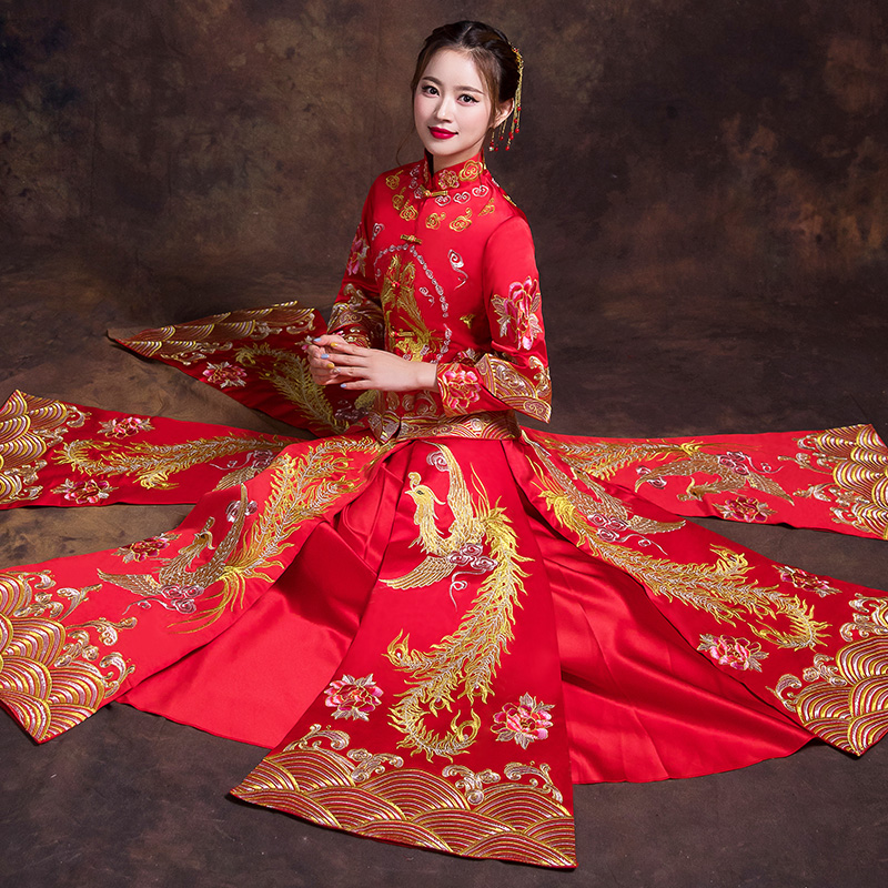 古代婚纱红色_古代新娘红色古装婚纱