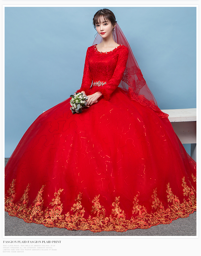红色冬季婚纱_红色婚纱图片