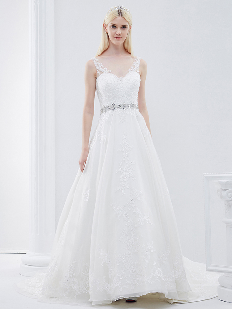 【单品推荐】新娘结婚拖尾婚纱礼服梦幻甜美