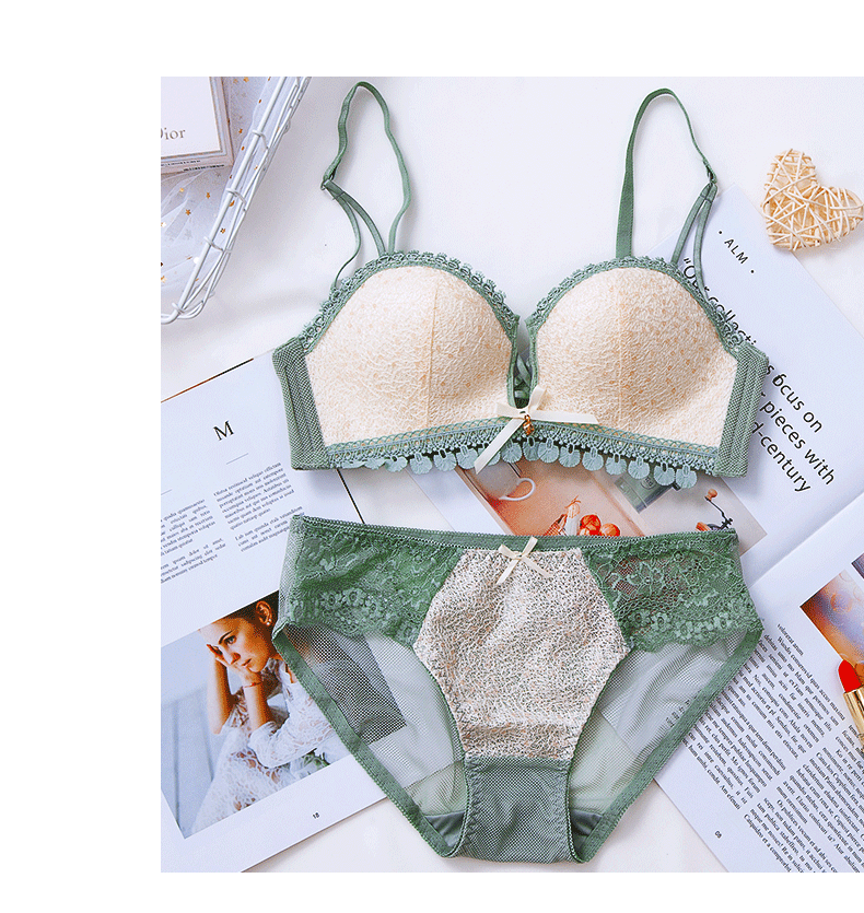 内衣套装女无钢圈上托聚拢文胸性感蕾丝收副乳调整型防下垂胸罩