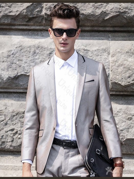 睿定制男士礼服亮银色礼服